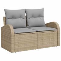Tuinbankenset met opslag 6 pcs Beige en Licht Grijs poly rattan - thumbnail