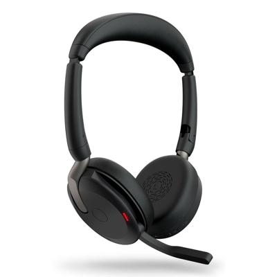 Jabra Evolve2 65 Flex Link380a UC + Ladepad On Ear headset Bluetooth Stereo Zwart Noise Cancelling Headset, Microfoon uitschakelbaar (mute), Volumeregeling,