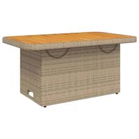 Tuintafel 90x55x71 cm poly rattan en acaciahout beige - thumbnail