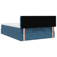 Ottoman bed met matras en LED's 140x200cm fluweel donkerblauw - thumbnail