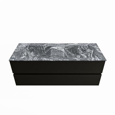 MONDIAZ VICA-DLUX 130cm badmeubel onderkast Urban 2 lades. Inbouw wastafel CLOUD dubbel 2 kraangaten, kleur Lava.