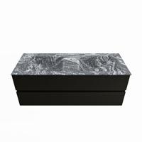 MONDIAZ VICA-DLUX 130cm badmeubel onderkast Urban 2 lades. Inbouw wastafel CLOUD dubbel 2 kraangaten, kleur Lava. - thumbnail