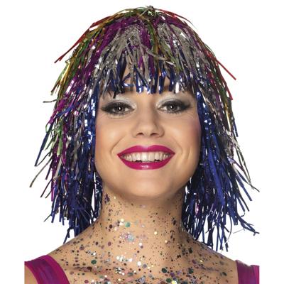 Lametta pruik multikleur