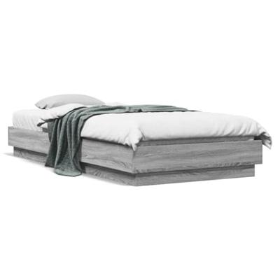 Bedframe met LED-verlichting grijs sonoma eikenkleur 90x200 cm
