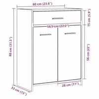 Badkamerkast Zwart Eiken 60 x 33 x 80 cm Massief eikenhout - thumbnail