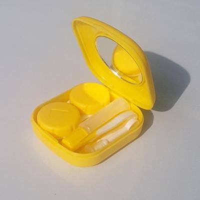 5 STKS/set mini vierkant plastic contact lens geval met spiegel (geel)