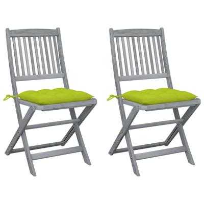 VidaXL Set van 2 klapstoelen met kussens, gemaakt van massief acaciahout.