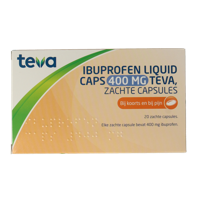 Teva Ibuprofen 400mg liquid caps 20 Capsules - thumbnail