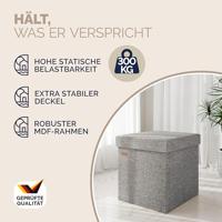Opvouwbare poef met opslag licht grijs - thumbnail