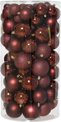 Kerstballen mix 100 st. maroon Decoris - Decoris