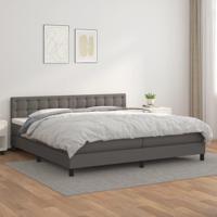 Boxspring met matras kunstleer grijs 200x200 cm - thumbnail