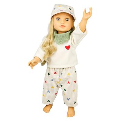 Heless Poppen ribfluwelen broek hartjesconfetti, 35-45 cm