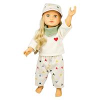 Heless Poppen ribfluwelen broek hartjesconfetti, 35-45 cm - thumbnail