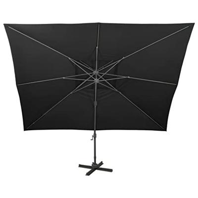 VidaXL Zweefparasol met dubbel dak 400x300 cm zwart