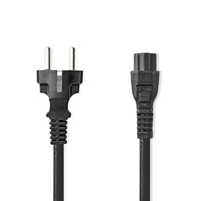 Nedis Stroomkabel | Type F (CEE 7/7) Male | IEC-320-C5 | Recht | Recht | Vernikkeld | 3.00 m | Rond | PVC | Zwart | Label - CEGL10130BK30