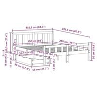 Bedframe zonder matras massief grenenhout wit 150x200 cm - thumbnail