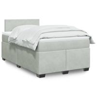 Boxspring met matras fluweel lichtgrijs 120x200 cm - thumbnail