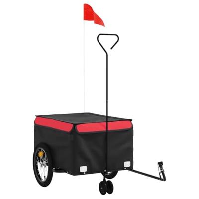 VidaXL Fietstrailer 45 kg ijzer zwart en rood - thumbnail