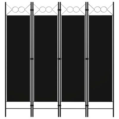 Kamerscherm met 4 panelen 160x180 cm zwart