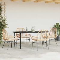 5-delige Tuinset met kussens poly rattan glas bruin - thumbnail