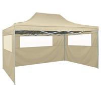 VidaXL Vouwtent met 3 wanden 3x4,5 m crème - thumbnail