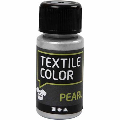 Creativ Company Textielkleur, parelmoer, zilver, 50 ml/ 1 fles Creativ Company Textielkleur, parelmoer, zilver, 50 ml/ 1 fles