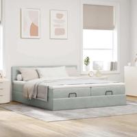 Ottoman bed met matrassen 180x200cm fluweel lichtgrijs - thumbnail