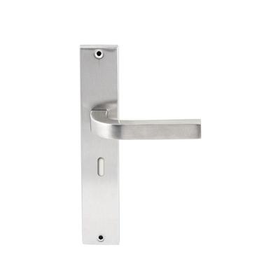 Hardbrass Deurkruk Osaka op rechthoekig langschild sleutelgat 56mm - RVS