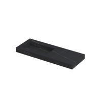 INK Pitch Wastafel Keramische Slab Links met Drain en Front en Side Skirts Zonder Kraangat - 1200x450x90 mm - Lauren Black Mat - thumbnail