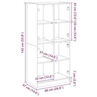 Hoge kast met deuren 68x37x142 cm bewerkt hout betongrijs - thumbnail