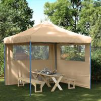 Partytent inklapbaar pop-up met 2 zijwanden beige - thumbnail