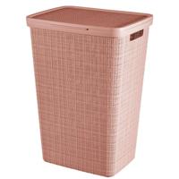 Curver wasmand met deksel jute-look 58l roze - thumbnail