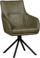 Olijfgroene leren industriële draaibare eetkamerstoel Fancy - Granada leer Moss (olijfgroen leer) - thumbnail