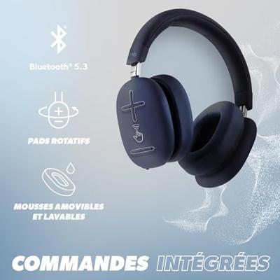 T'nB - Bounce ANC Midnight Blue, draadloze bluetooth-hoofdtelefoon, actieve ANC-ruisonderdrukking, looptijd 50 uur, meeslepend geluid, geïntegreerde microfoon, Bluetooth 5.3, 3,5 mm jackstekker
