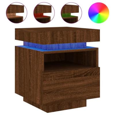 Nachtkastjes met LED 2 st 40x39x48,5 cm bruin eikenkleur