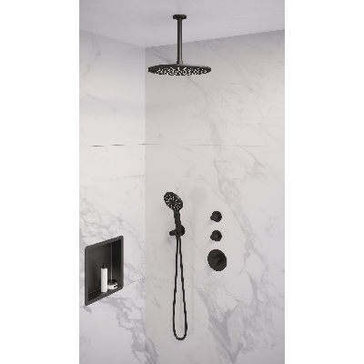 Thermostatisch Inbouwdoucheset Brauer Black 30 cm Hoofddouche Plafondarm 3 Standen Handdouche Mat Zwart Brauer Thermostatisch Inbouwdoucheset Brauer Black 30 cm Hoofddouche Plafondarm 3 Standen Handdouche Mat Zwart Brauer