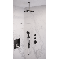 Thermostatisch Inbouwdoucheset Brauer Black 30 cm Hoofddouche Plafondarm 3 Standen Handdouche Mat Zwart Brauer - thumbnail