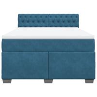 Boxspring met matras fluweel blauw 160x200 cm - thumbnail