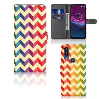 Motorola One Action | Telefoon Hoesje | Zigzag Multi Color