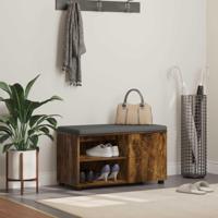 Halbank met kussen Effen Gerookt eiken 80 x 38 x 46 cm - thumbnail