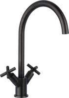 Job Accross keukenmengkraan tweegreeps met draaibare uitloop incl. aansluitslangen en filterstopkranen brushed black - thumbnail