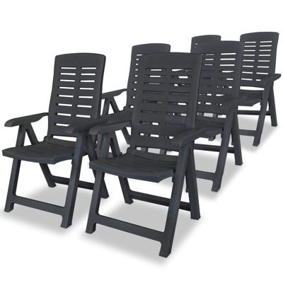 Tuinstoelen 6 st verstelbaar kunststof antracietkleurig