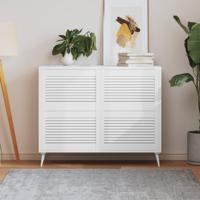 Kastdeuren met lamellen 4 st 39,5x59,4 cm grenenhout wit - thumbnail