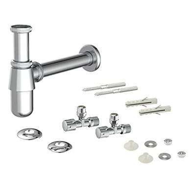 Kirchhoff Bassinflessenvangerset, 1 1/4" x 32 mm, met bevestiging en 2x haakse-kraan - 98800004