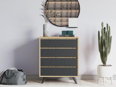 Commode TUVERA 4 lades eik/antraciet