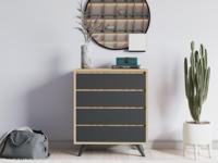 Commode TUVERA 4 lades eik/antraciet - thumbnail
