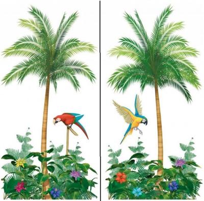 Amscan Wanddecoratie poster tropical 165 cm set van 2 | 18 stuks