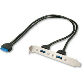 LINDY Sleufplaat USB 3.0 adapter 2xUSB 3.0 type A op 20 pol.