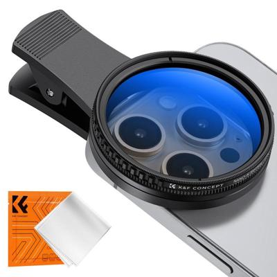 K&F Concept smartphone CPL filter 52mm met universele klem