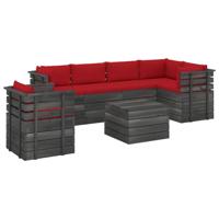 vidaXL 7-delige Loungeset met kussens pallet massief grenenhout - thumbnail